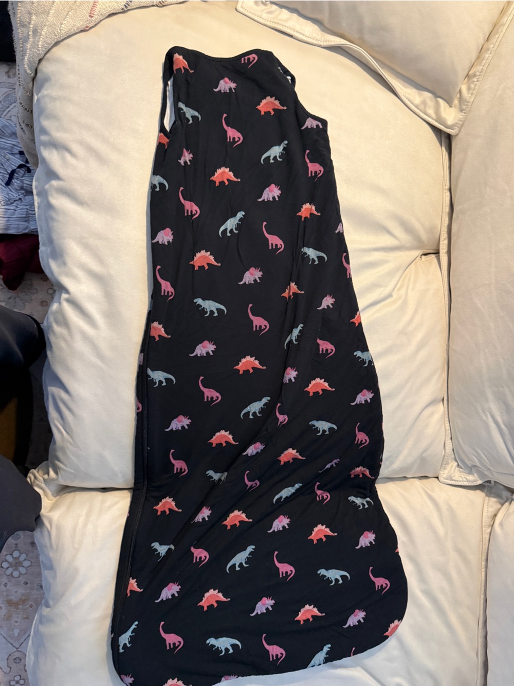 Kyte BABY Black Leggings with Pink, Coral & Light Blue Dino Print 1.0 TOG